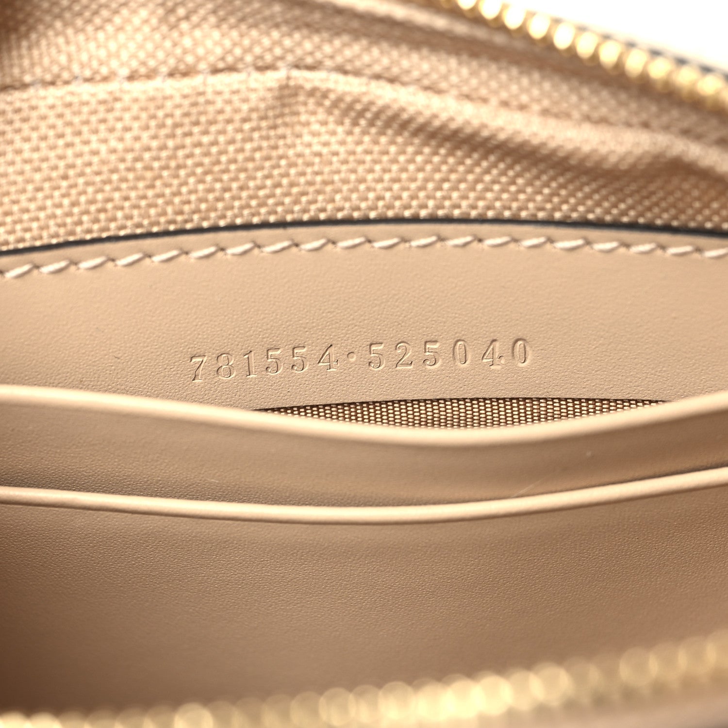 Gucci Calfskin GG Super Mini Debossed Chain Wallet Light Beige