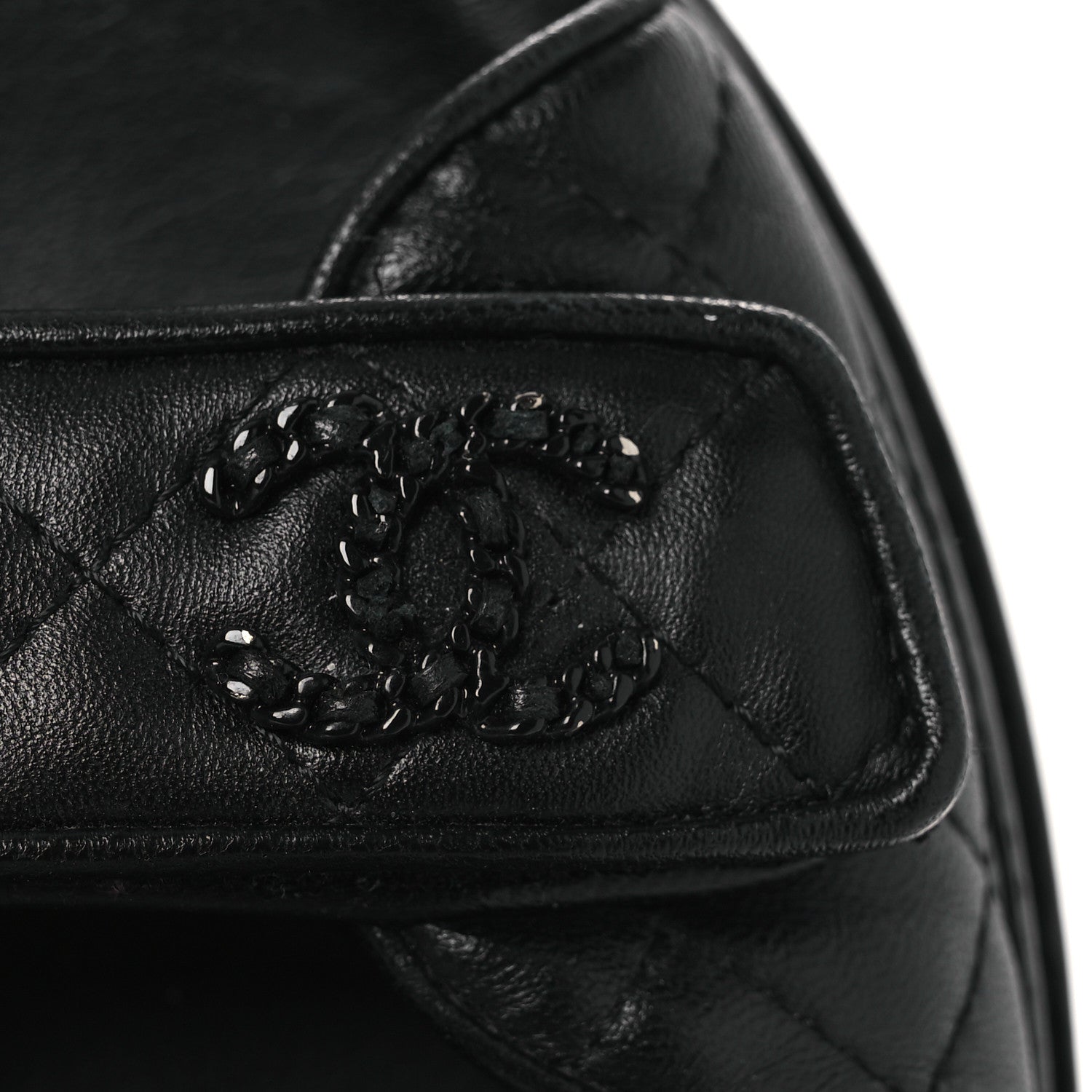 Lambskin Quilted Velcro Dad Sandals 38.5 So Black