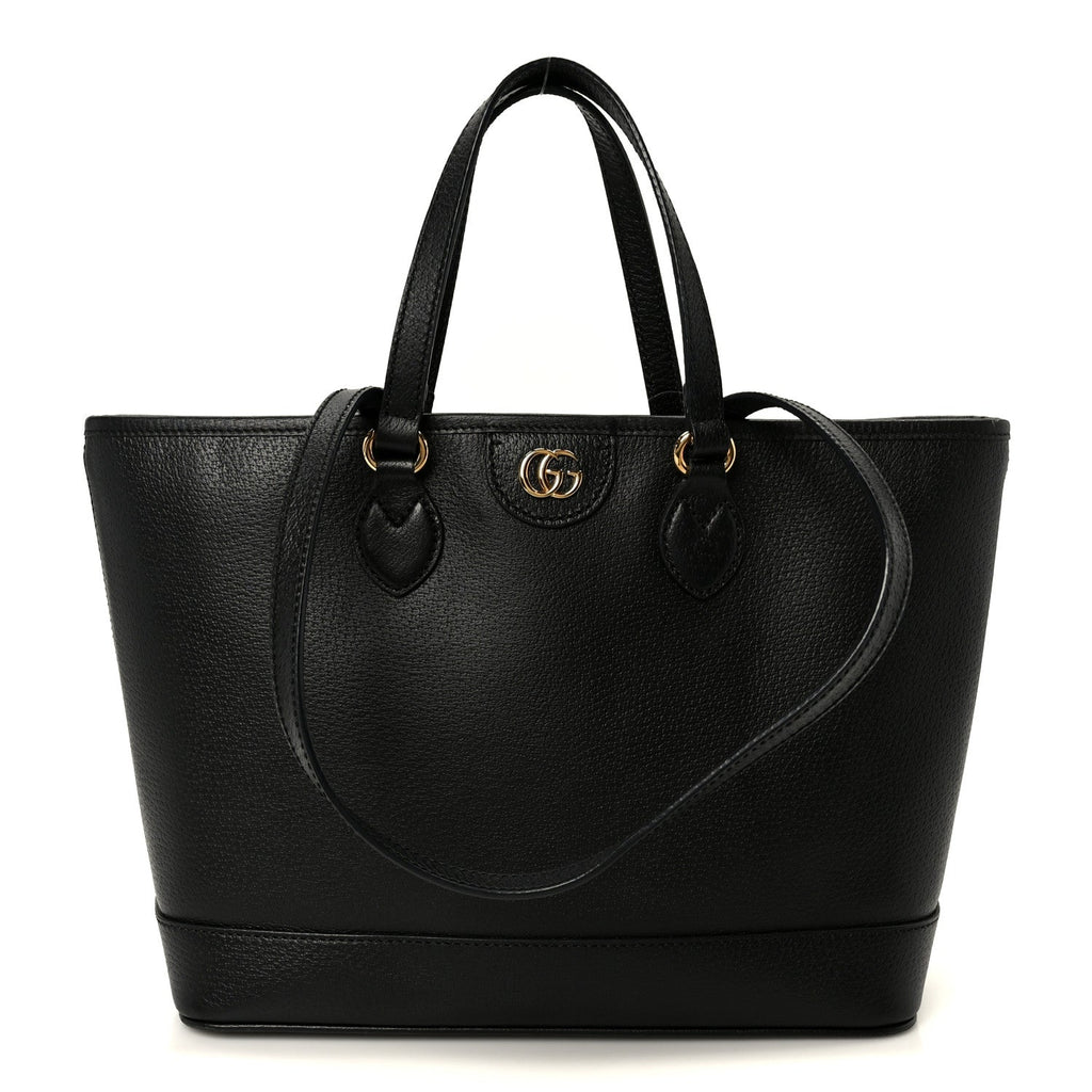 Gucci Textured Dollar Calfskin Small Ophidia Shoulder Tote Bag Black