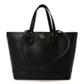 Gucci Textured Dollar Calfskin Small Ophidia Shoulder Tote Bag Black
