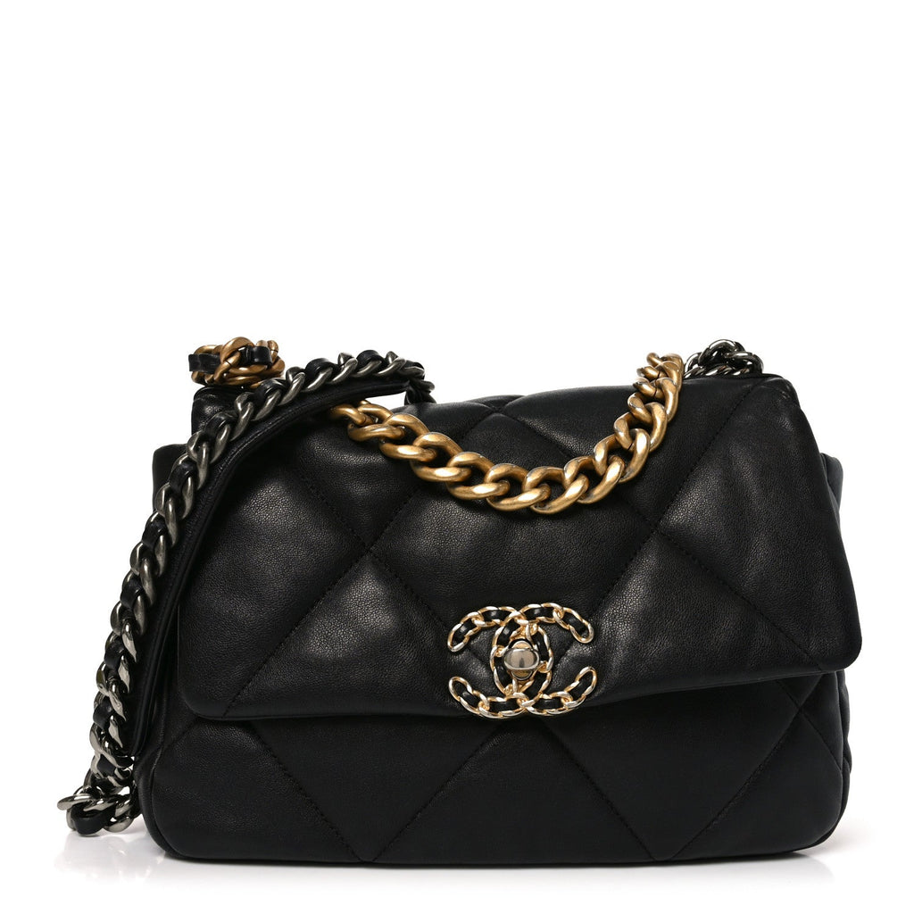 Chanel Lambskin Quilted Medium Chanel 19 Flap Black