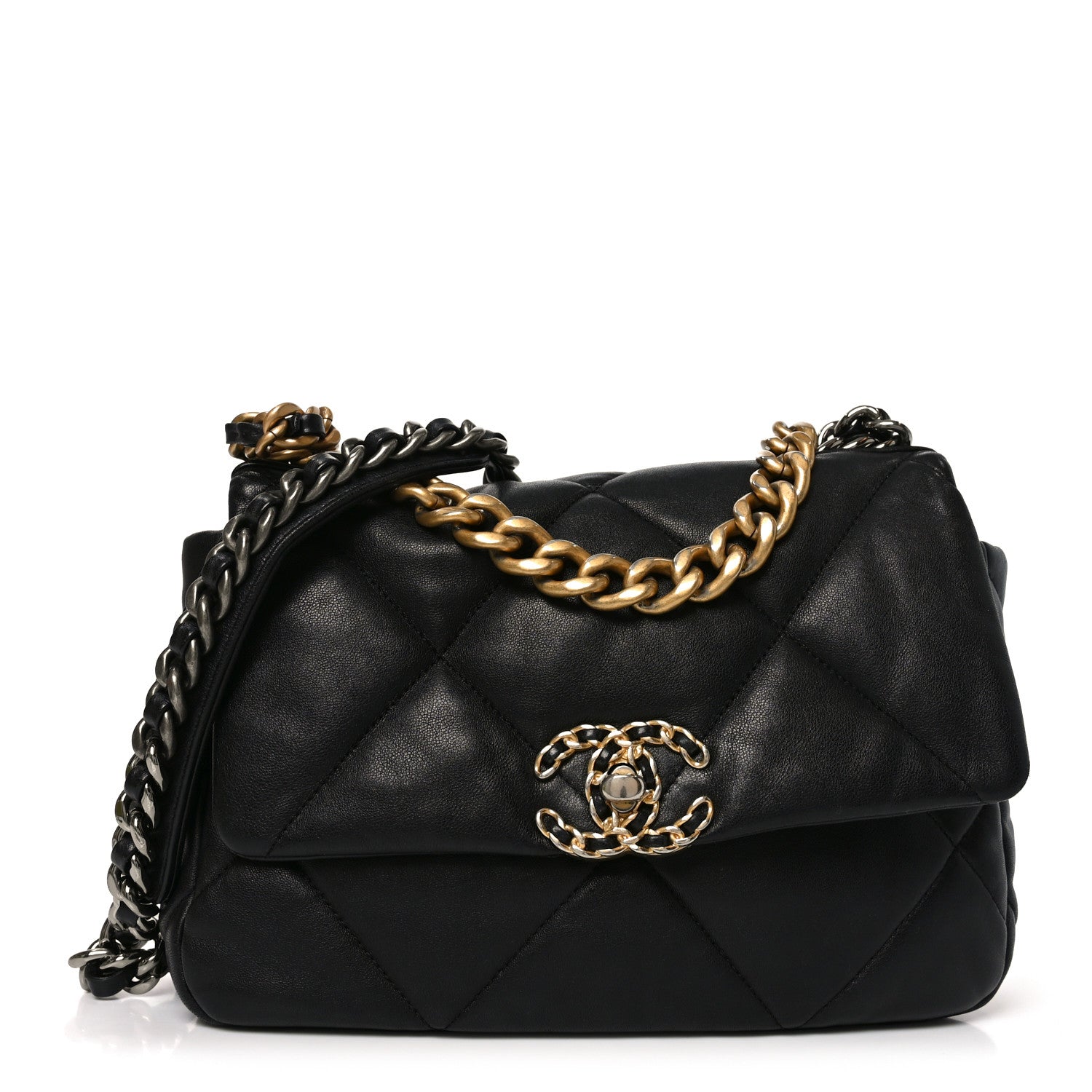Chanel Lambskin Quilted Medium Chanel 19 Flap Black