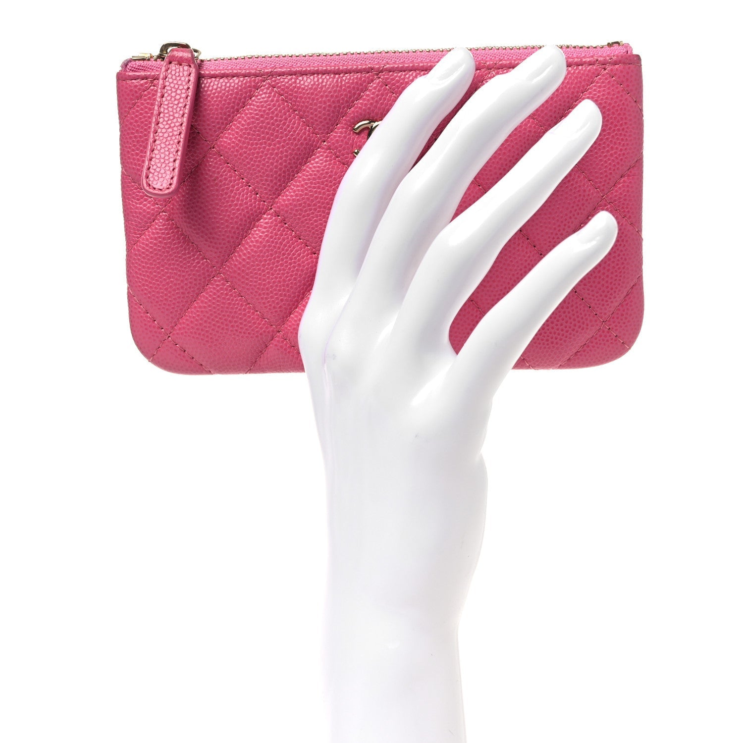 Caviar Quilted Small Cosmetic Case Pink