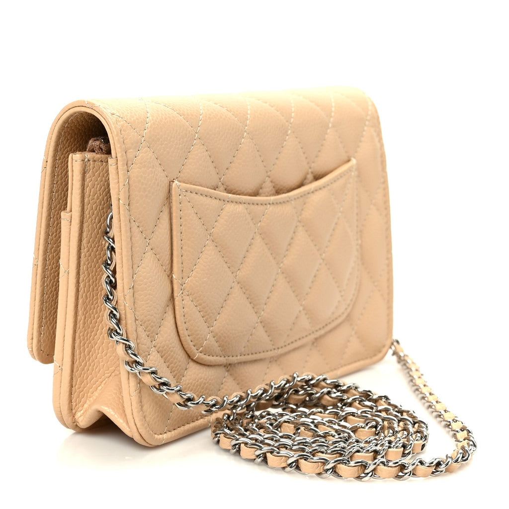 Chanel Caviar Quilted Wallet on Chain WOC Beige