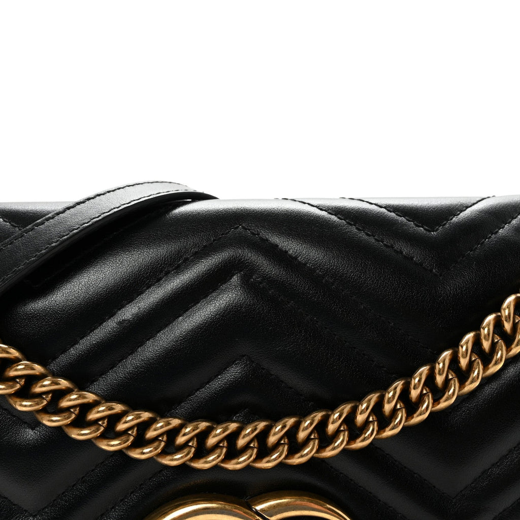 Gucci Calfskin Matelasse Medium GG Marmont Shoulder Bag Black