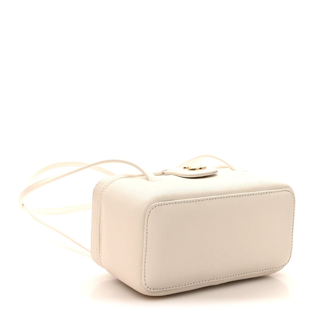 Chanel Shiny Caviar Preppy Coco Long Vanity With Strap White