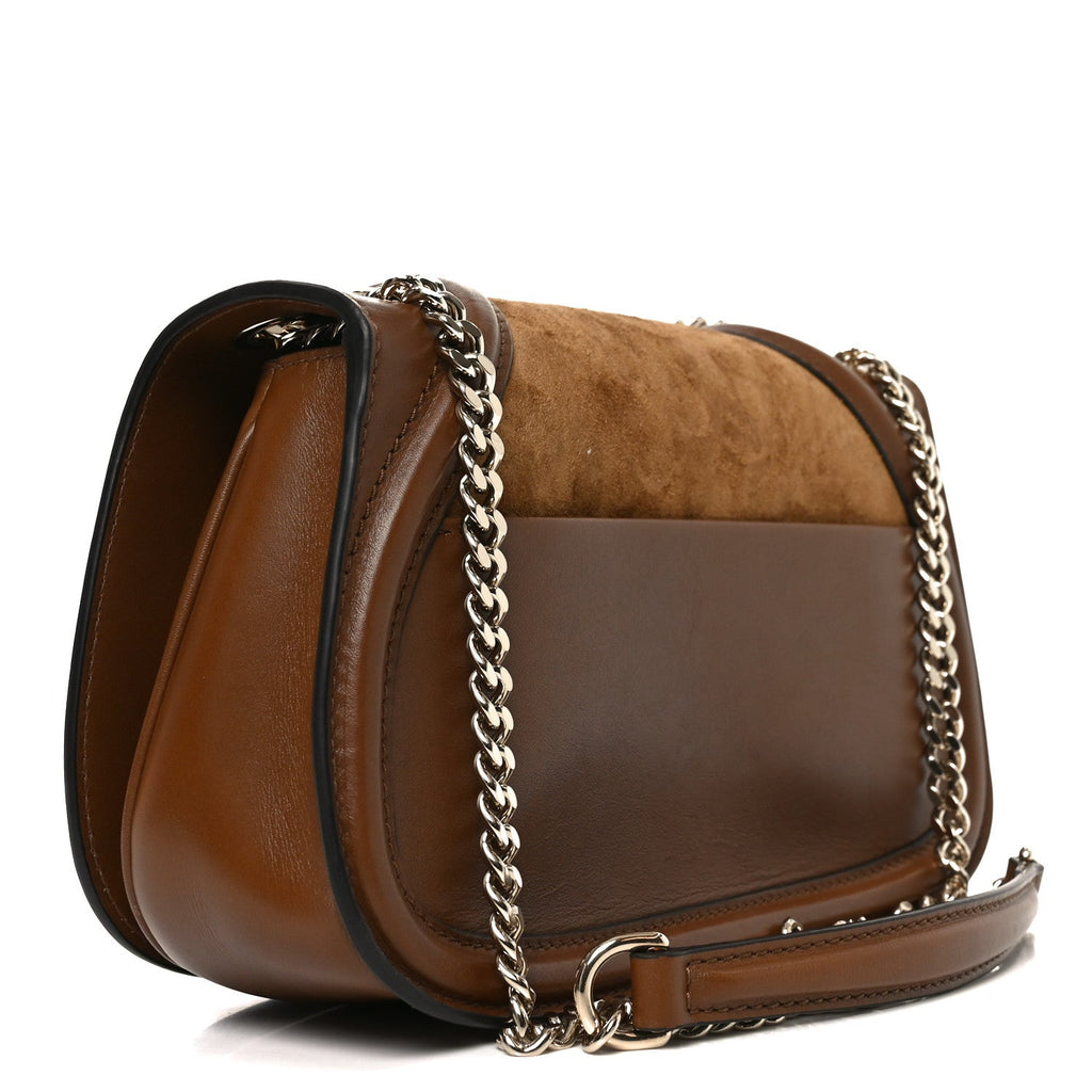 Gucci Suede Calfskin Blondie Medium Shoulder Bag Light Brown