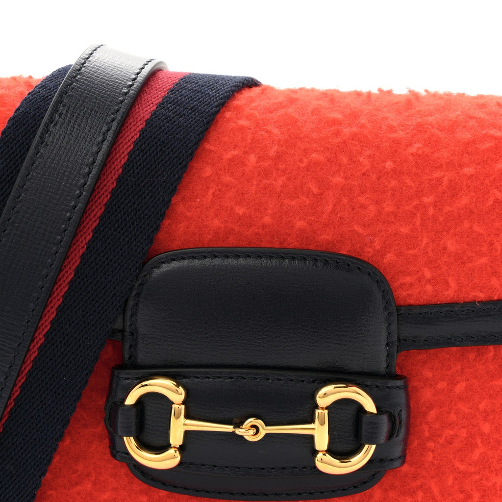 Gucci Casy Wool Azalea Calfskin Mini Horsebit 1955 Shoulder Bag Bitter Sweet Blue