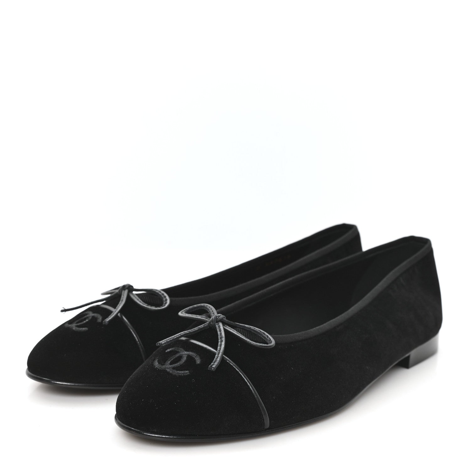 Chanel Suede Cap Toe CC Ballerina Flats 41 Black