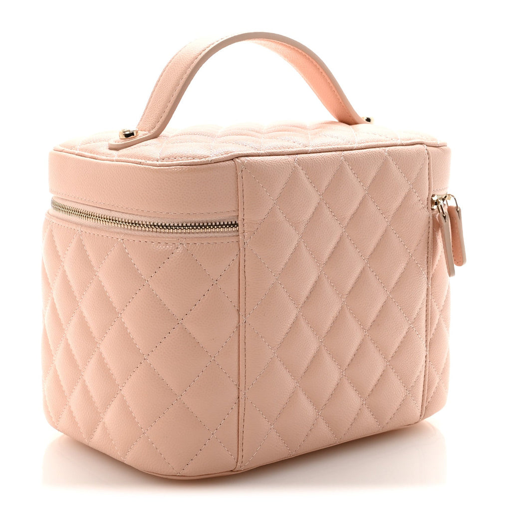Caviar Quilted Large Vanity Pouch Light Pink