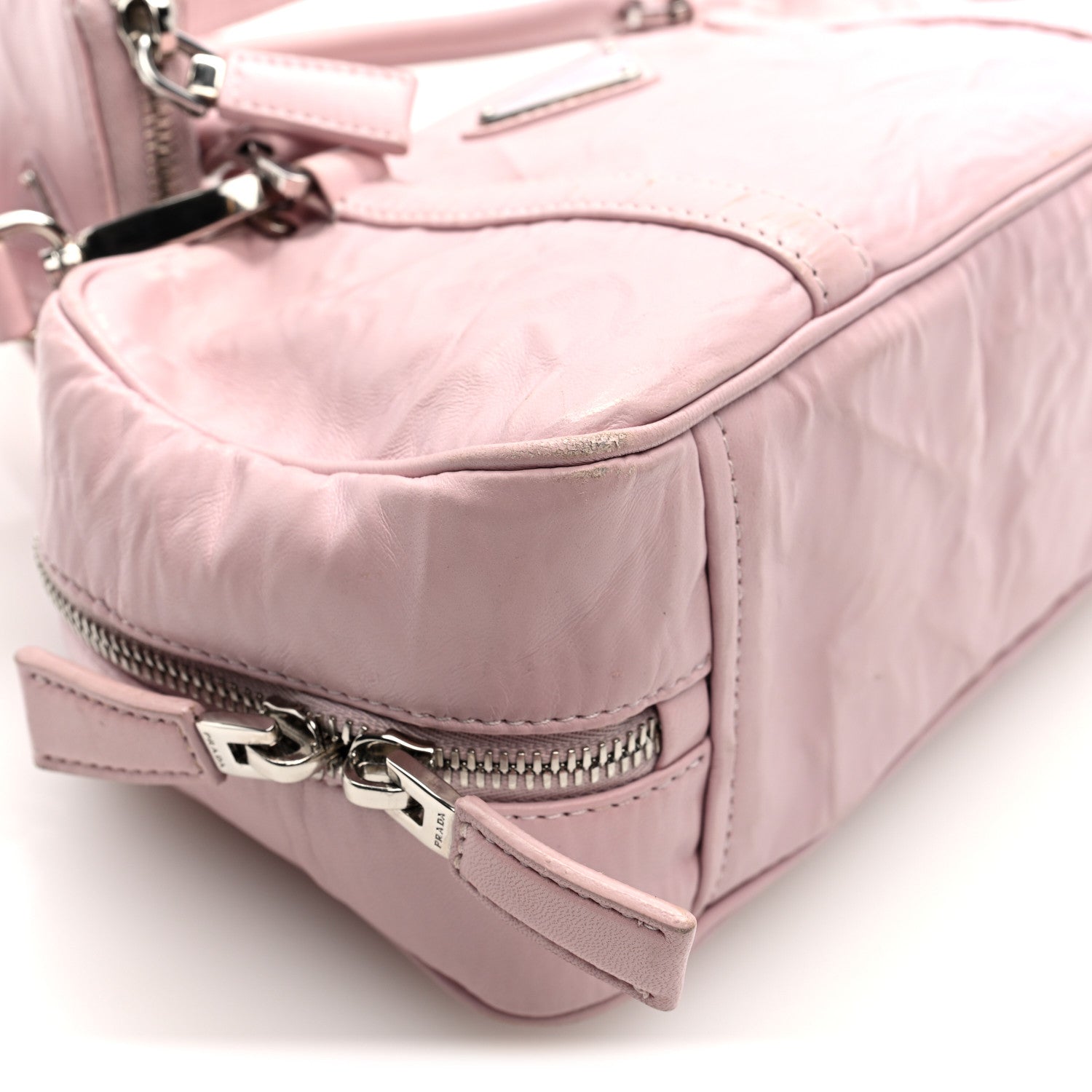 Prada Nappa Antique Small Re-Edition 2001 Two Handle Crossbody Bag Alabastro