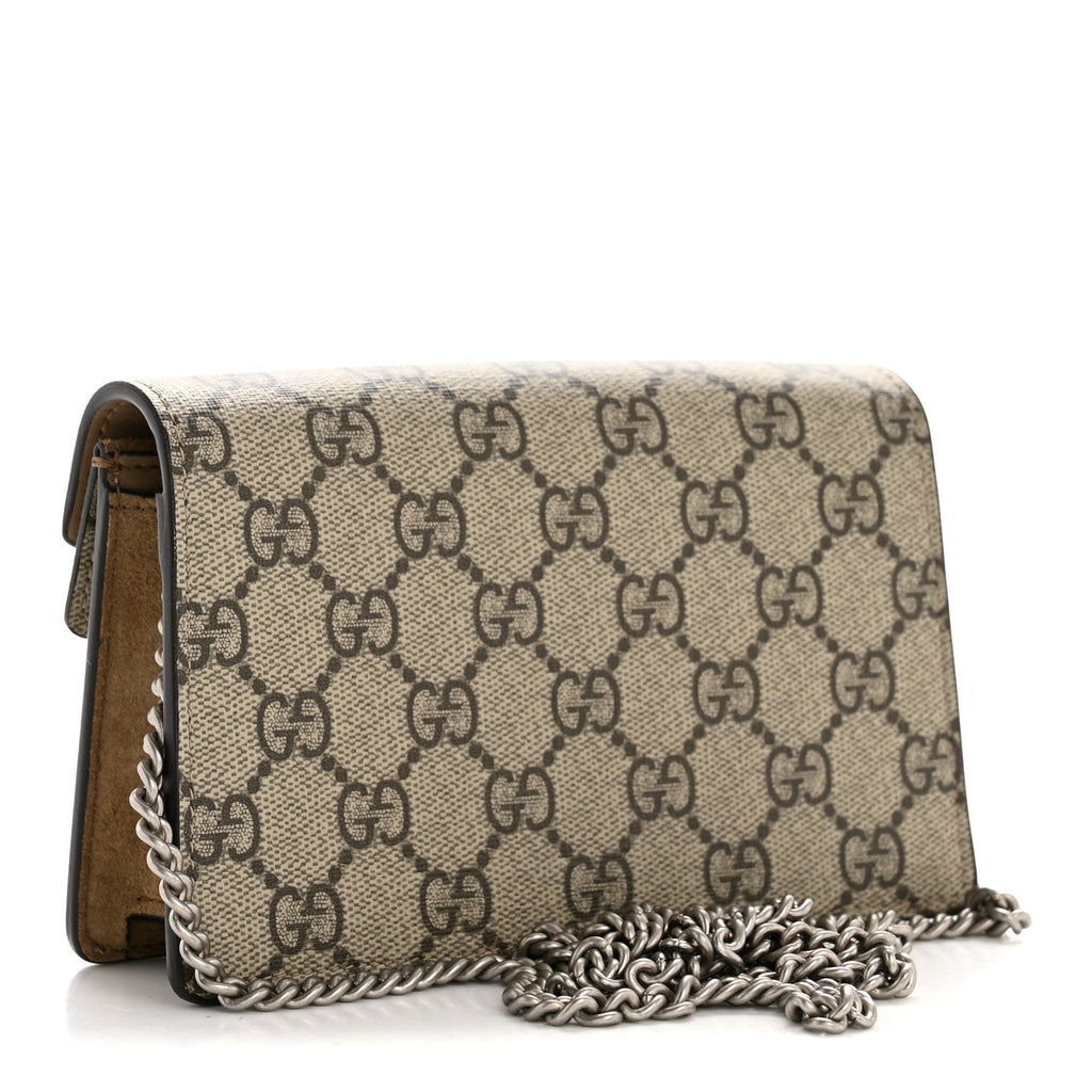 Gucci GG Supreme Monogram Super Mini Dionysus Shoulder Bag Taupe
