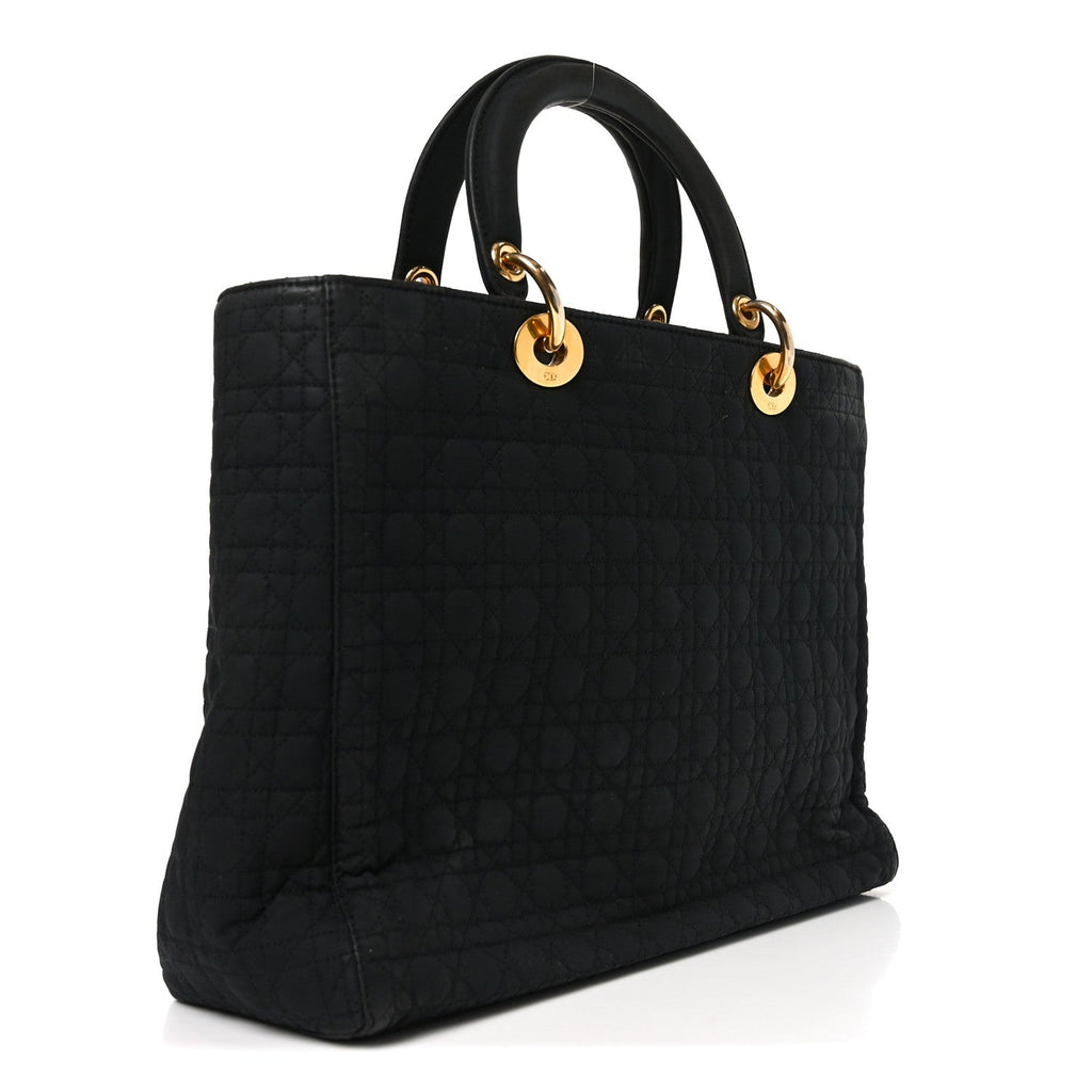Christian Dior Nylon Cannage Large Lady Dior Black