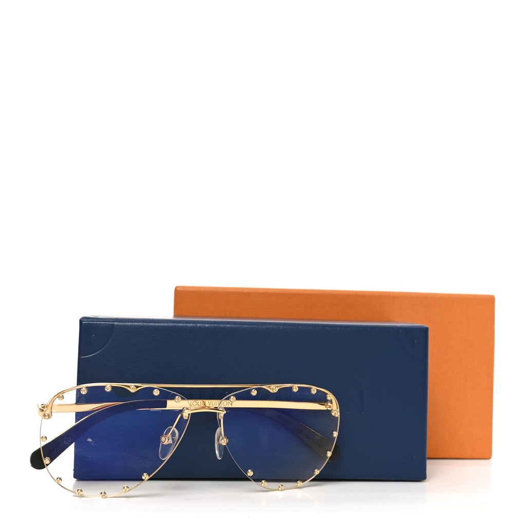 Louis Vuitton Metal The Party Aviator Anti Blue Sunglasses Z0997W Gold