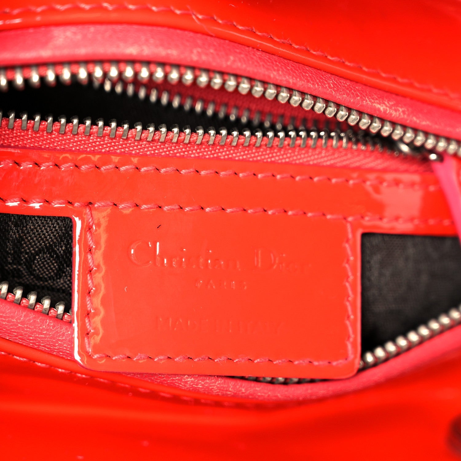 Christian Dior Patent Cannage Whipstitch Medium Lady Dior Red