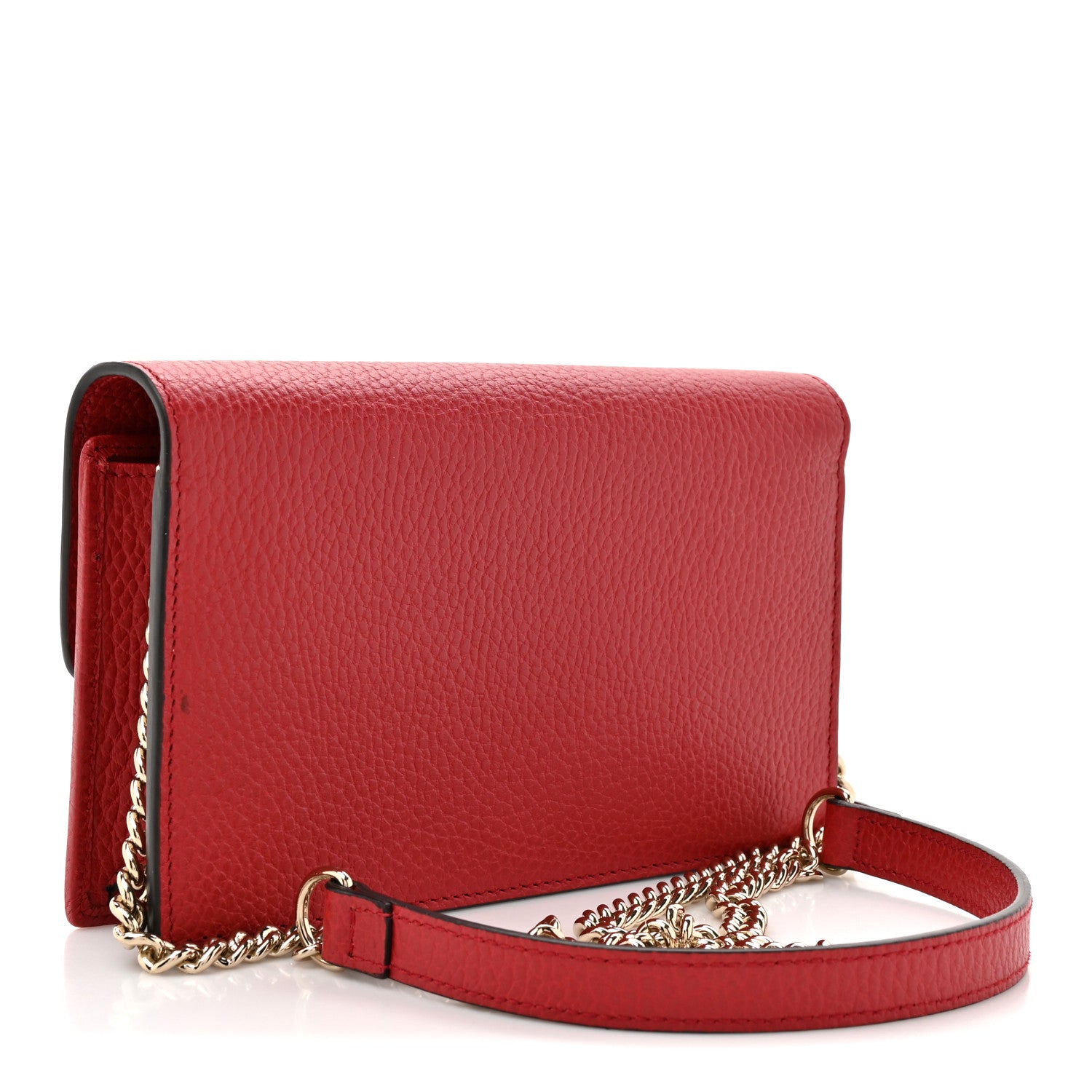 Gucci Dollar Calfskin Interlocking G Chain Wallet Red