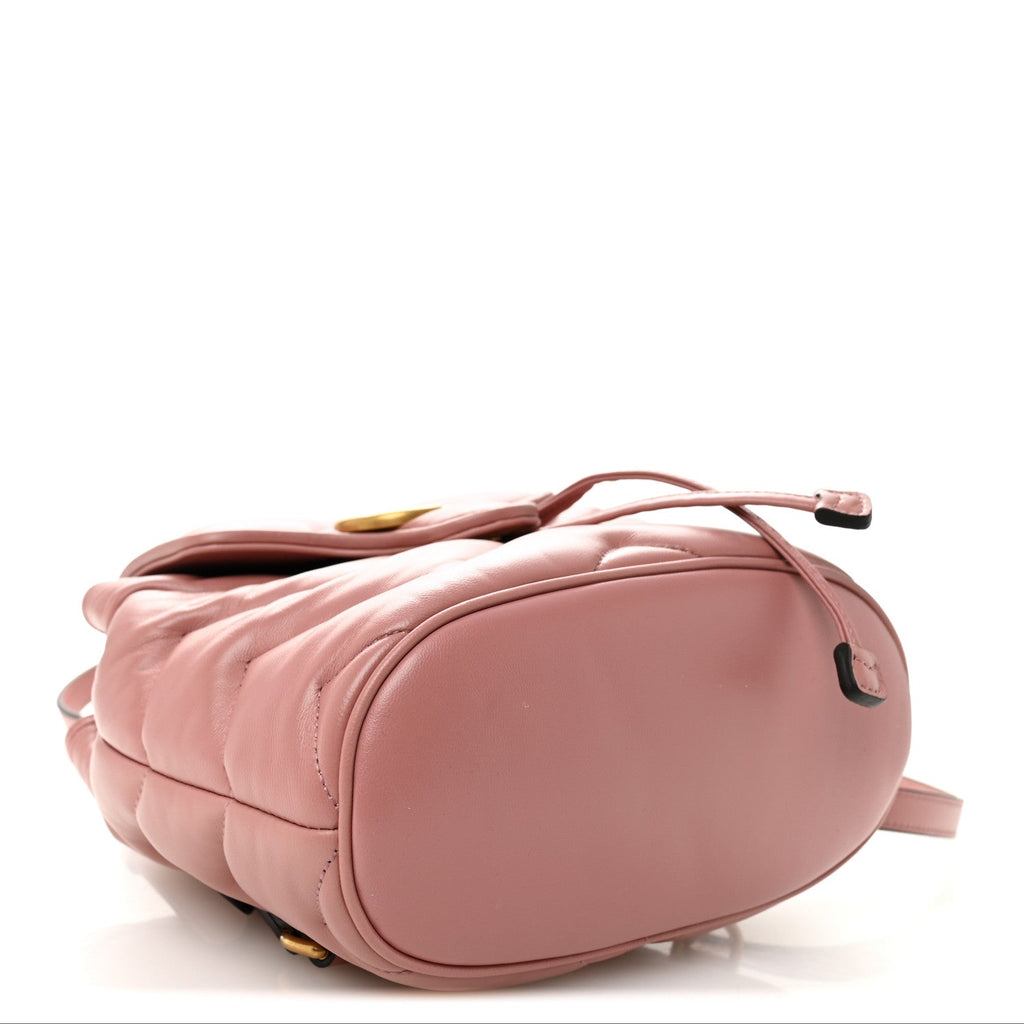 Gucci Nappa Chevron Matelasse GG Marmont Backpack Carmine Rose
