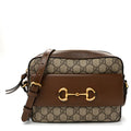Gucci GG Supreme Monogram Small Horsebit 1955 Shoulder Bag Beige Brown Sugar
