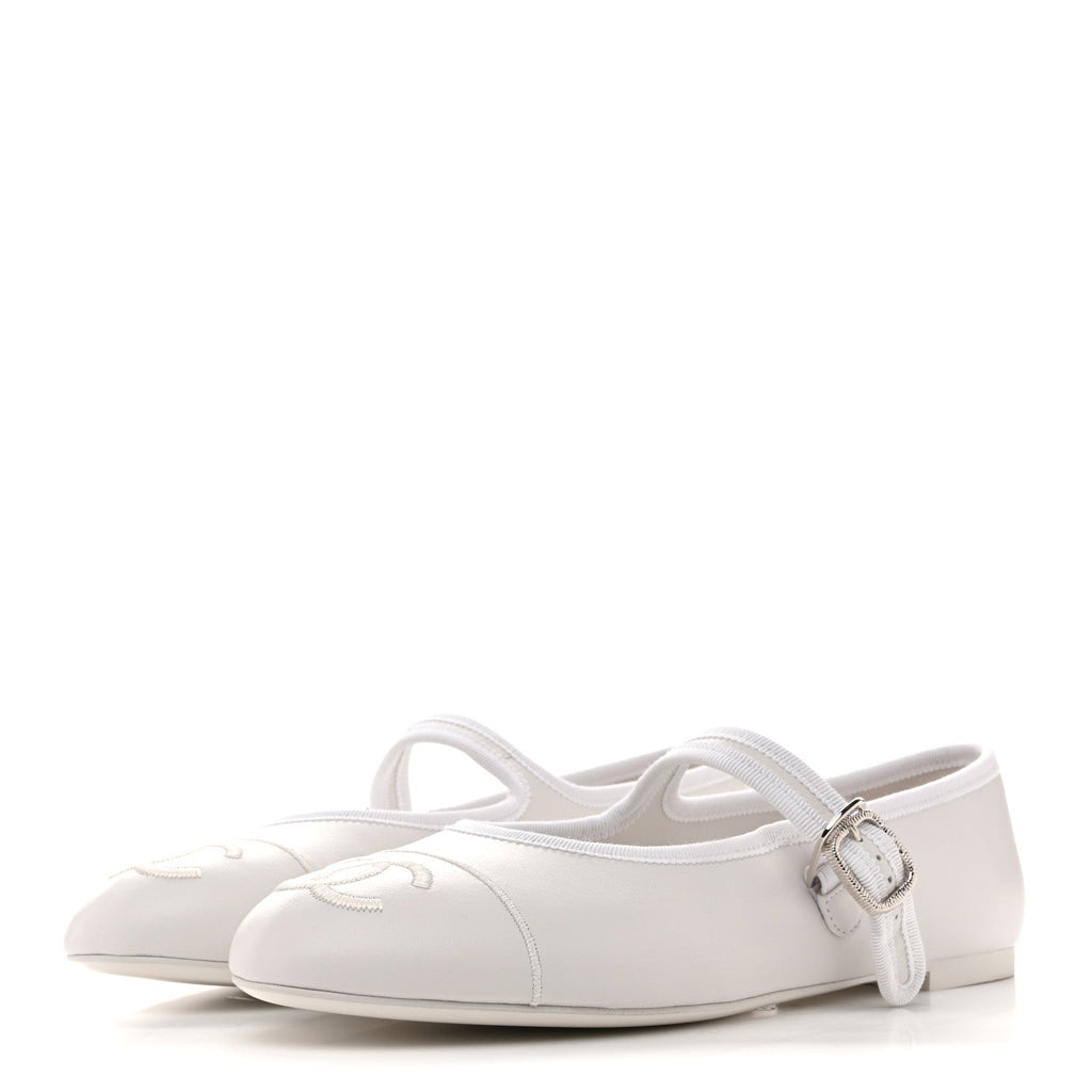 Lambskin Mary Jane Flats 40 White
