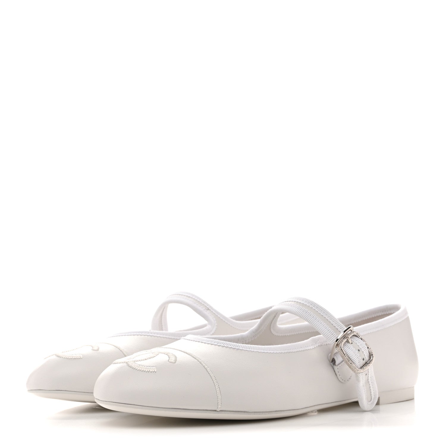 Lambskin Mary Jane Flats 40 White