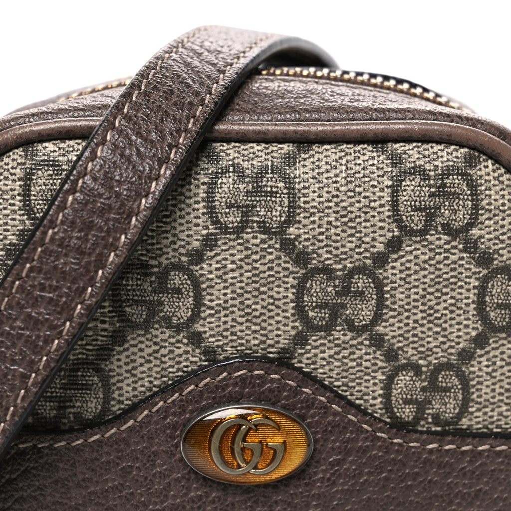 Gucci GG Supreme Monogram Web Mini Ophidia Double Zip Crossbody Bag Beige New Acero