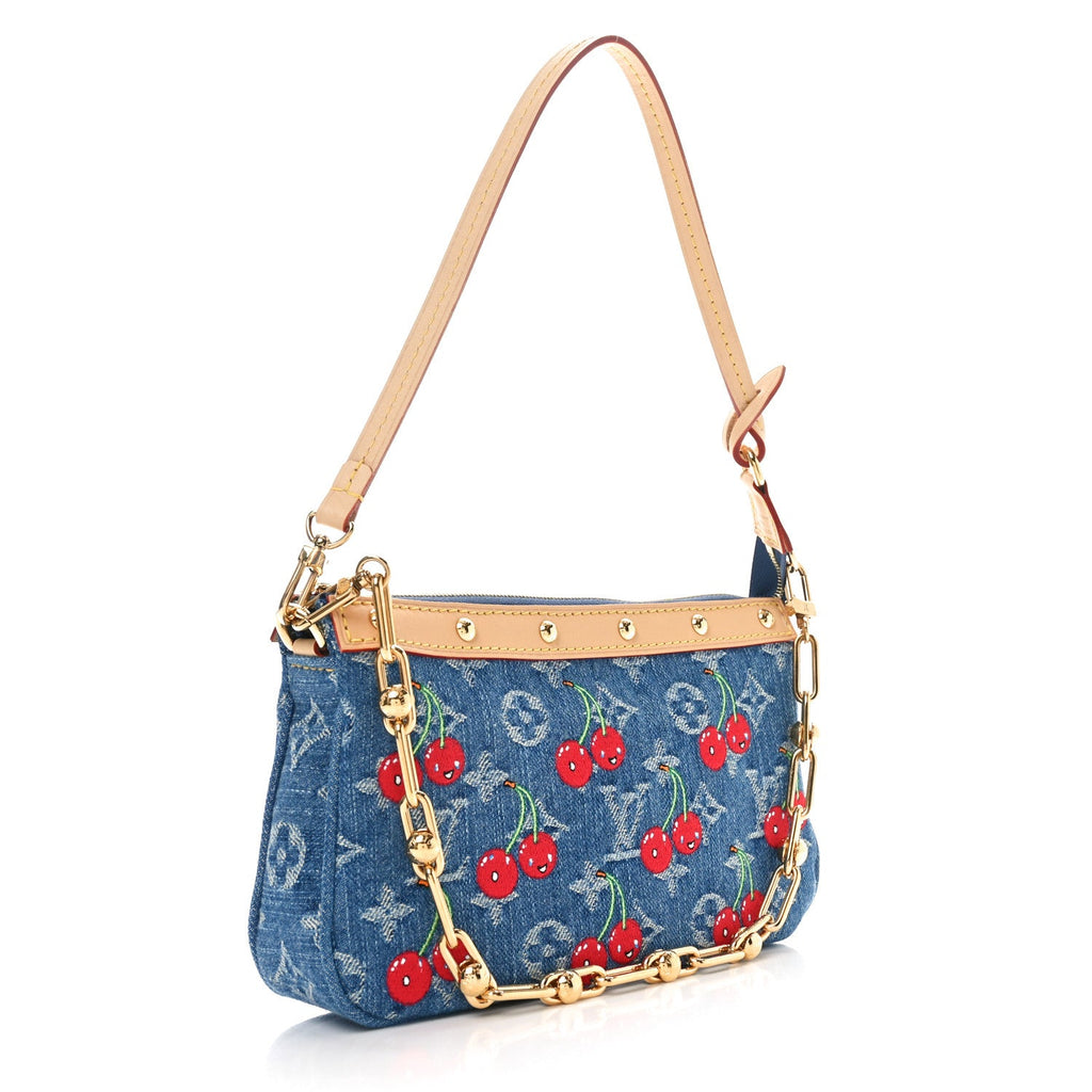 Louis Vuitton LV X TM Monogram Denim Cerises Pochette Accessories Blue