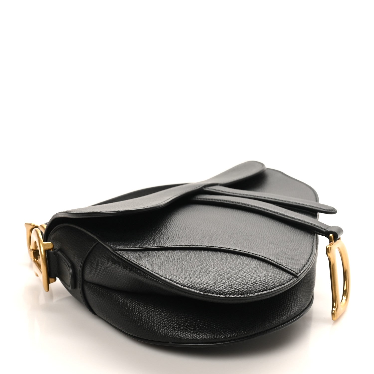 Christian Dior Grained Calfskin Saddle Bag Black