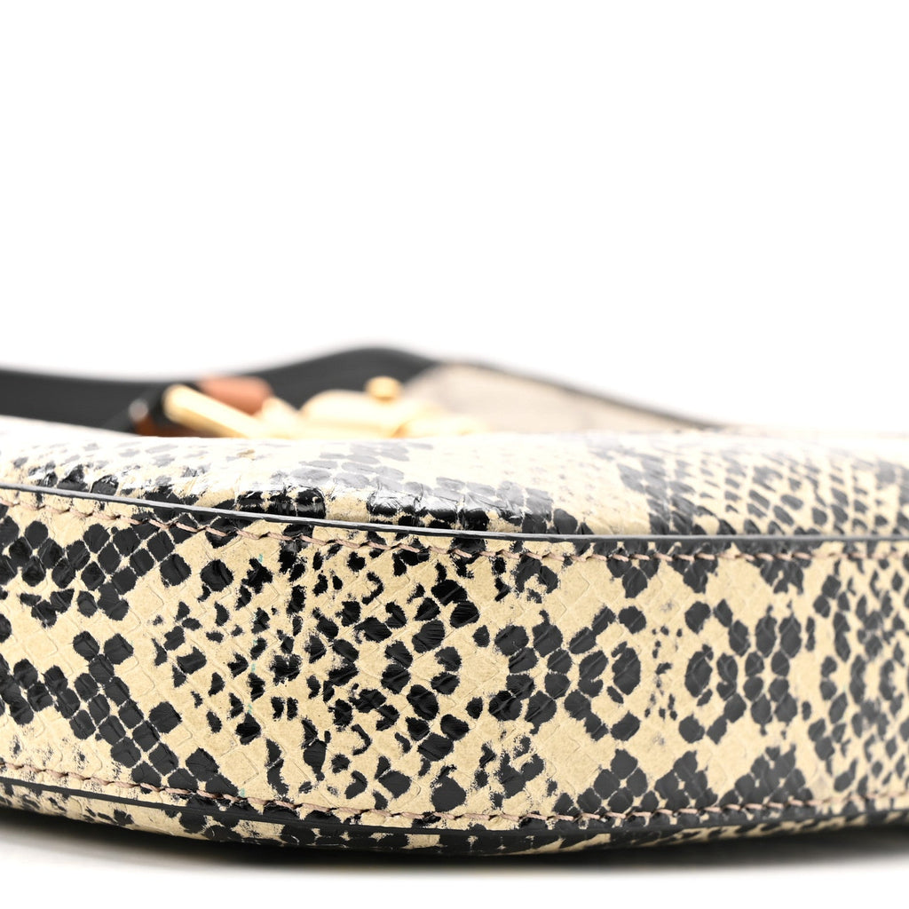 Gucci GG Supreme Monogram Snakeskin Small Jackie 1961 Hobo Beige Ebony