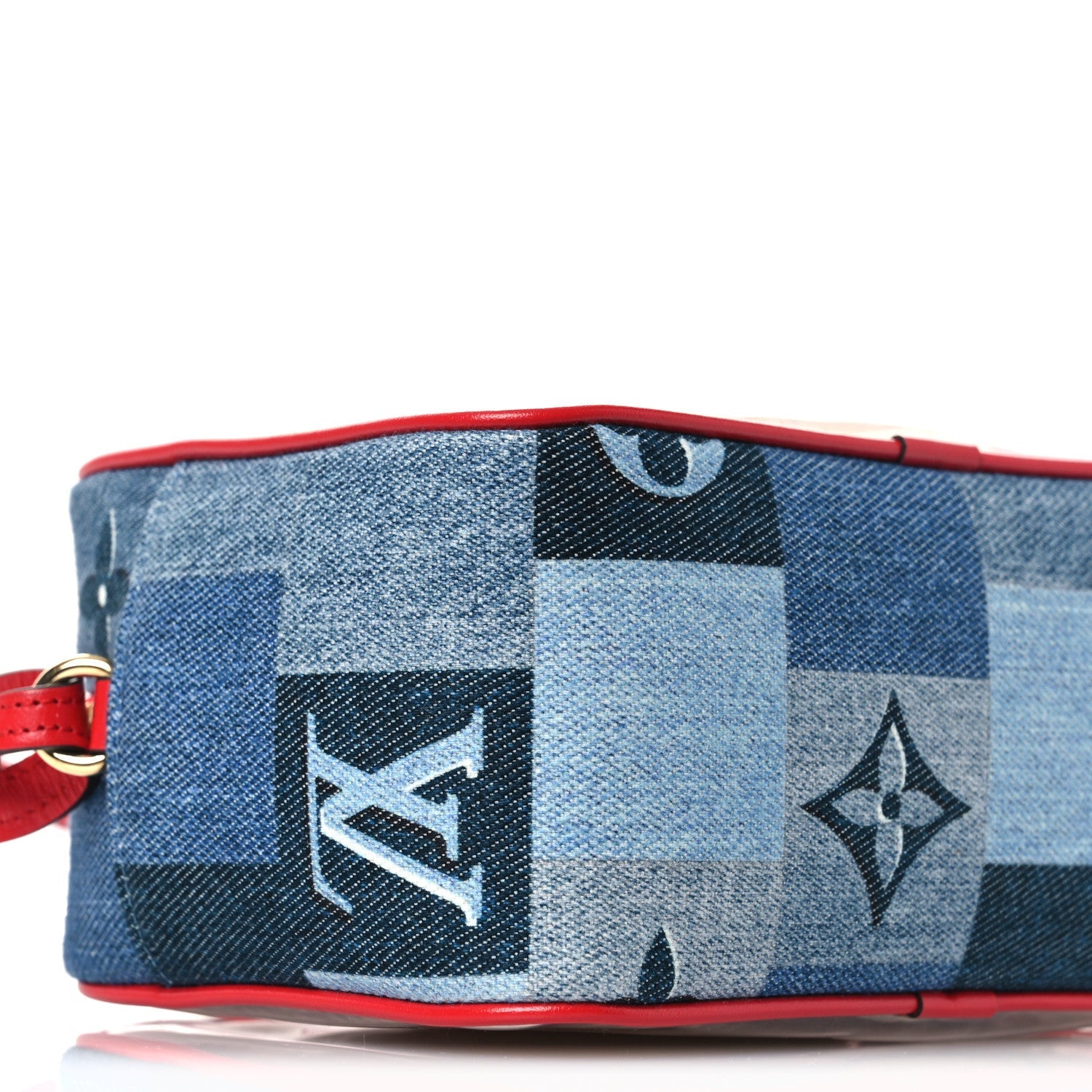 Louis Vuitton Denim Damier Monogram Patchwork PVC Beach Pouch Blue Rouge