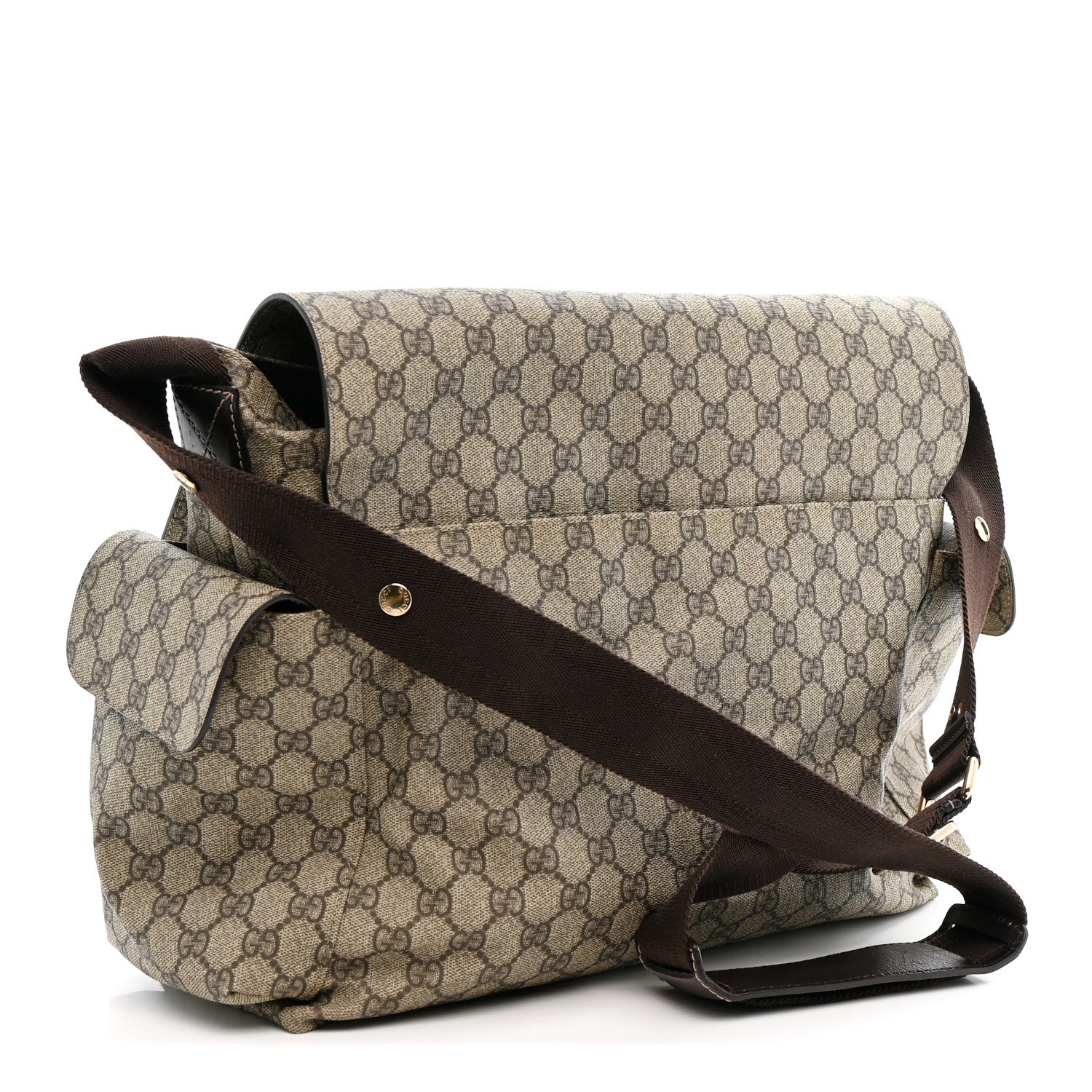 Gucci GG Plus Monogram Messenger Diaper Bag Dark Brown