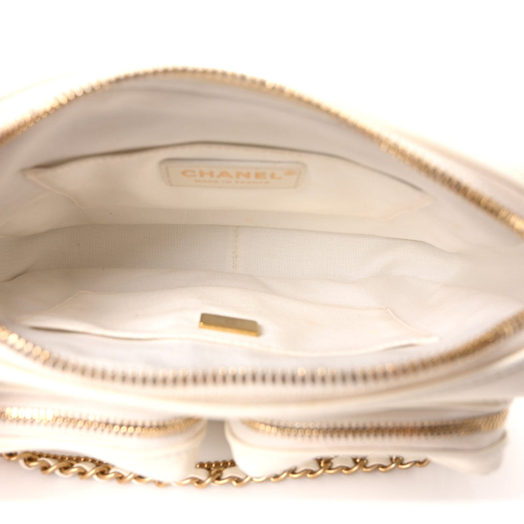 Chanel Calfskin Quilted Small Camera Case White