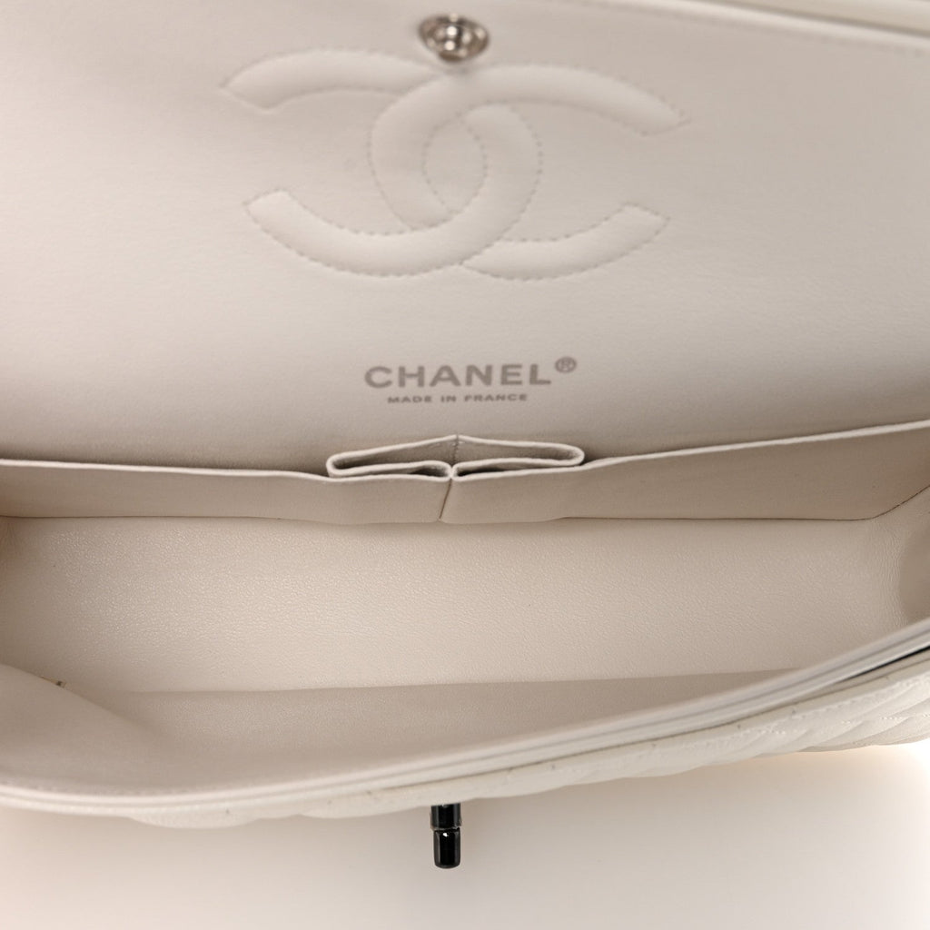 Chanel Crumpled Calfskin Quilted Medium Double Flap White