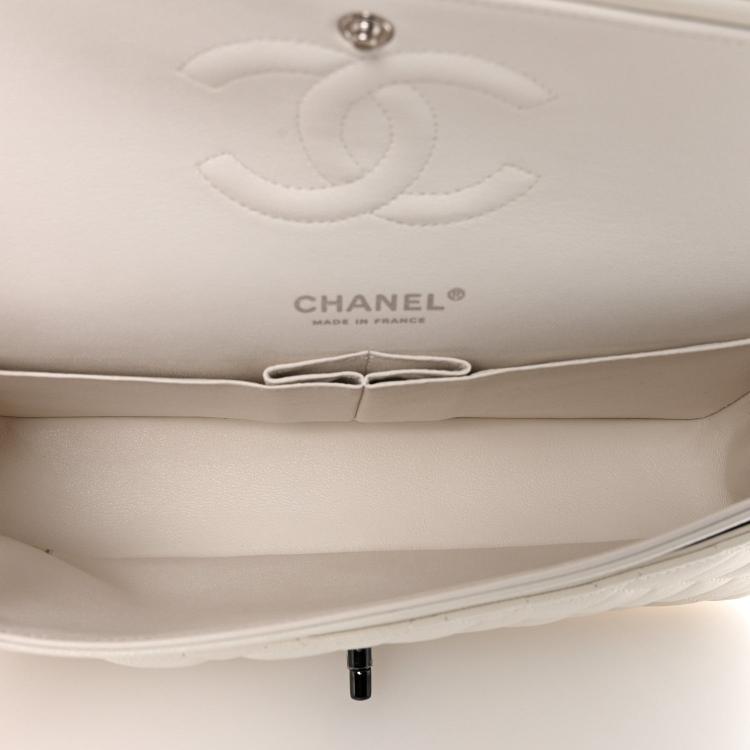 Chanel Crumpled Calfskin Quilted Medium Double Flap White