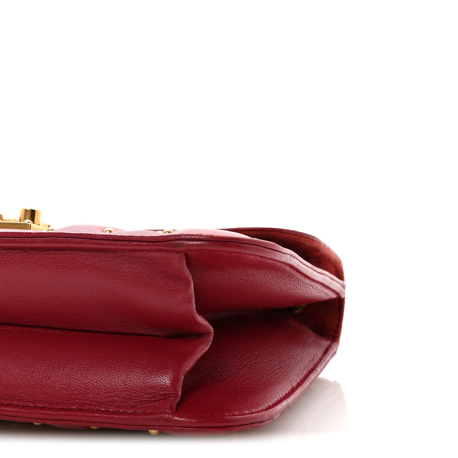 Christian Dior Lambskin Cannage Studded Small Dioraddict Flap Bag Red