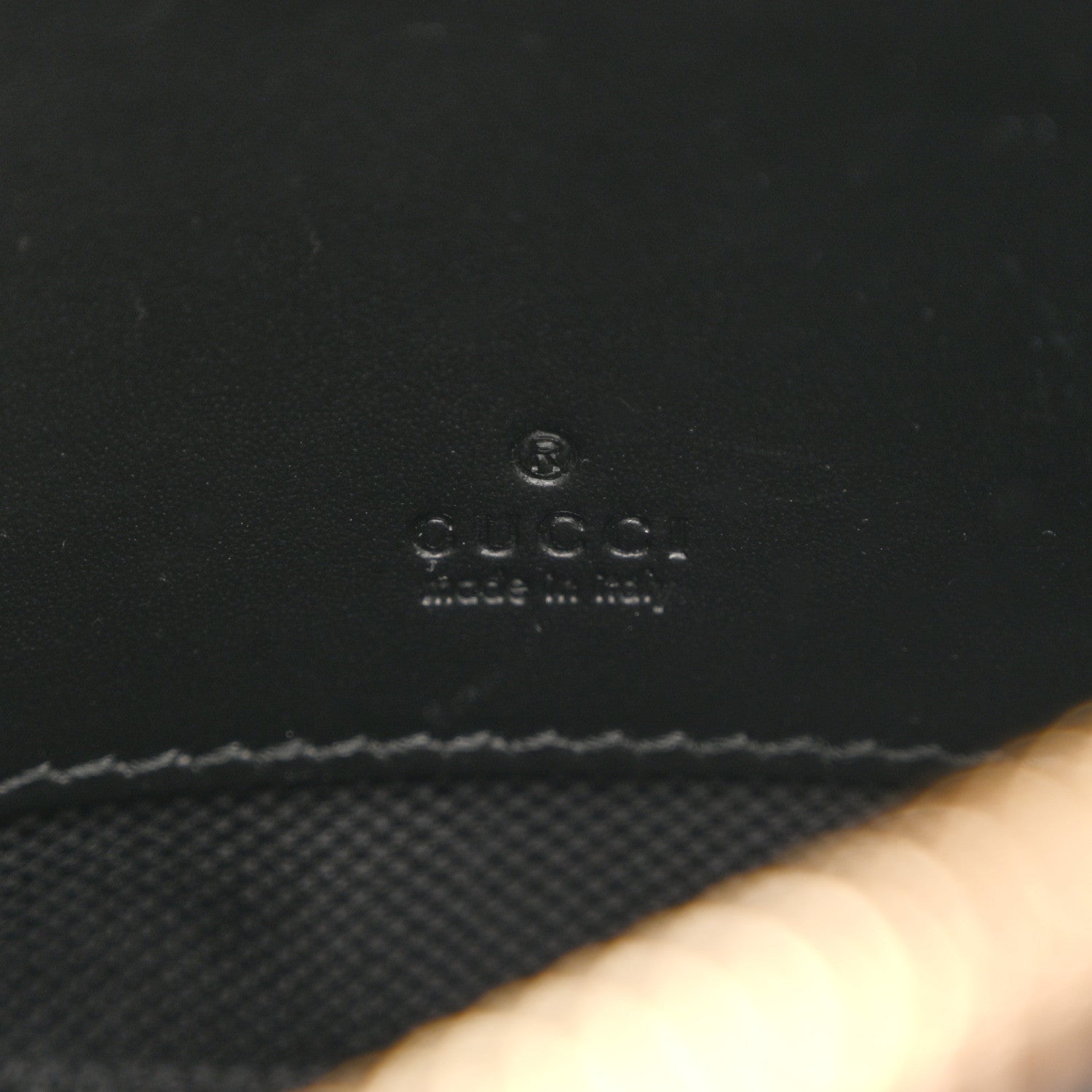 Gucci Calfskin GG Super Mini Debossed Chain Wallet Black
