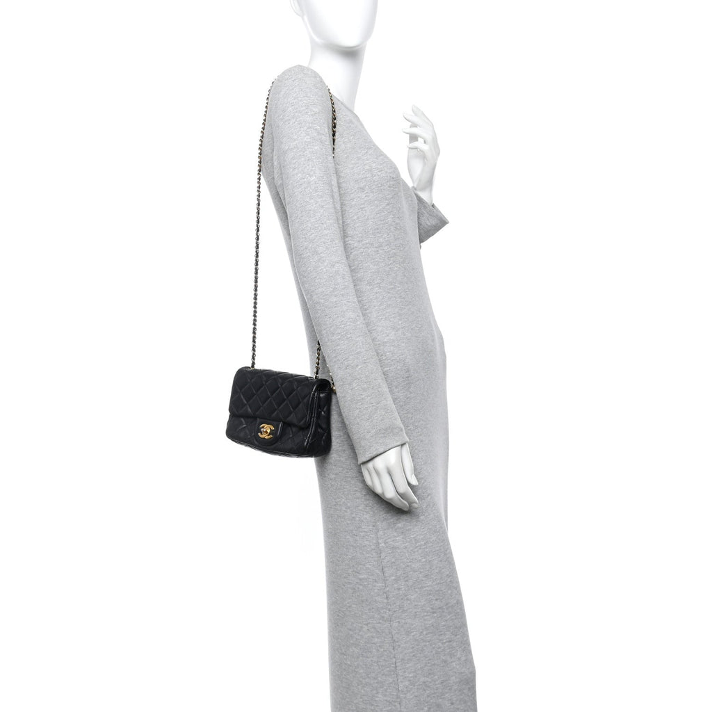 Chanel Lambskin Quilted Mini Pearl Crush Flap Black