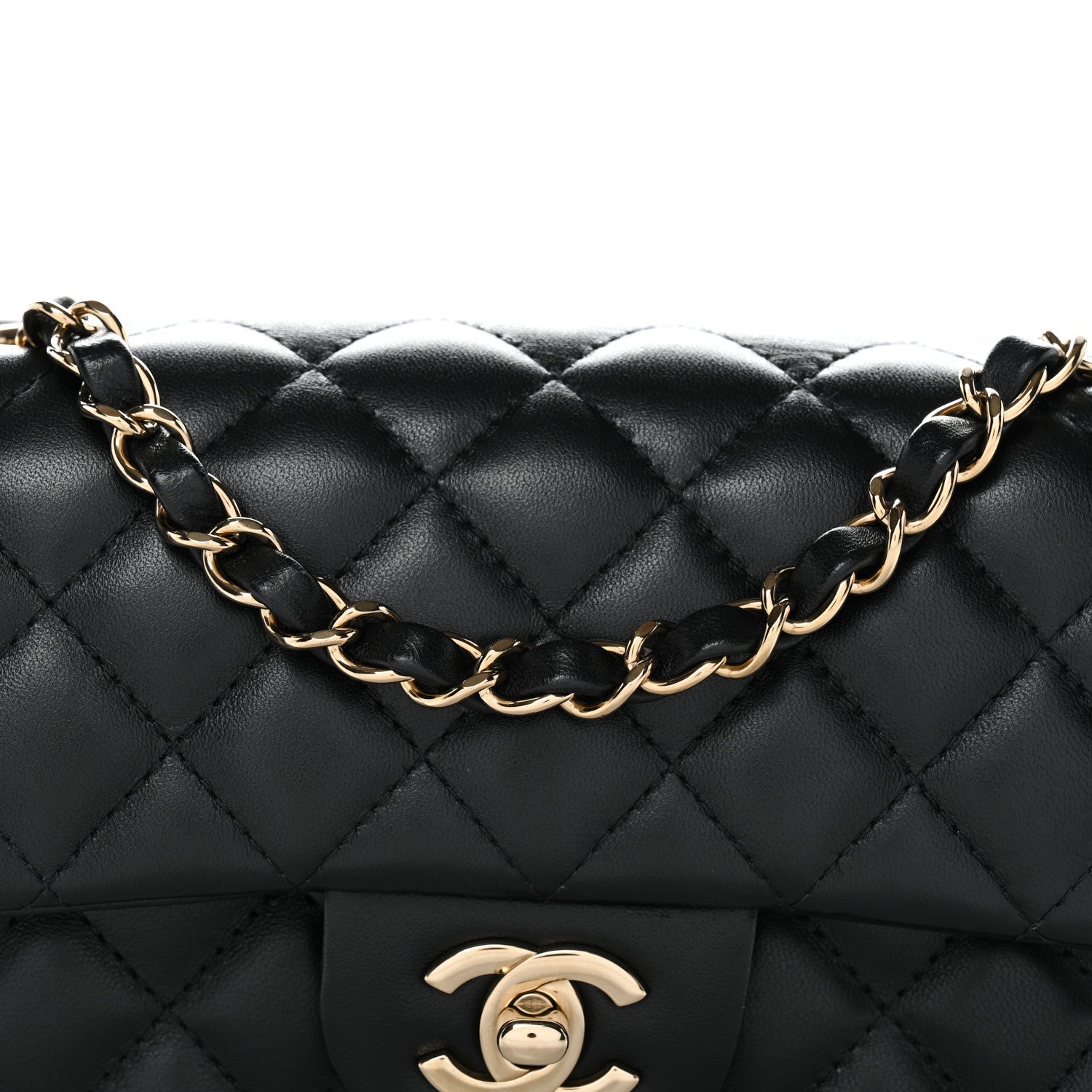 Chanel Lambskin Quilted Mini Rectangular Flap Black