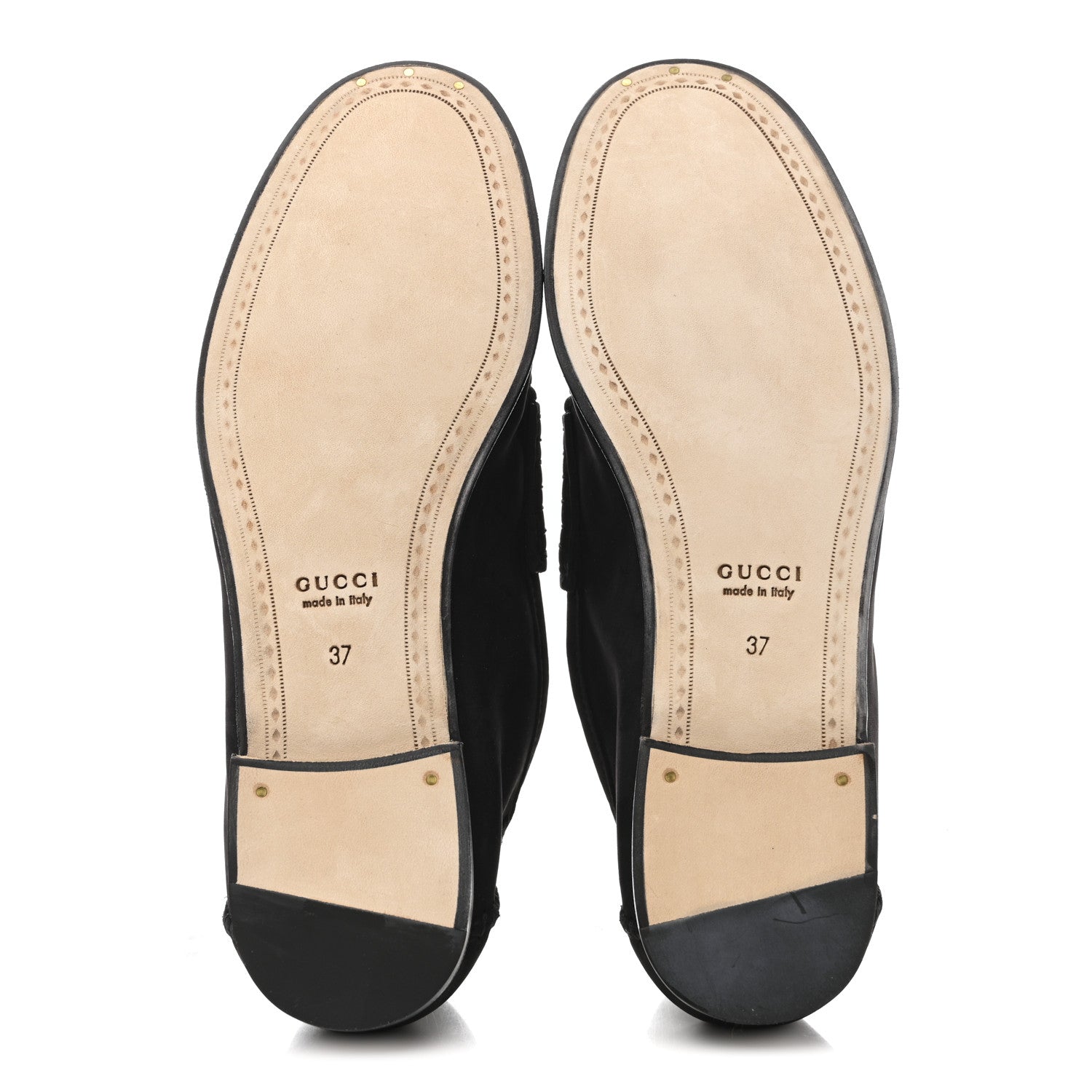 Gucci Suede Calfskin Womens 1953 Horsebit Loafers 37 Black