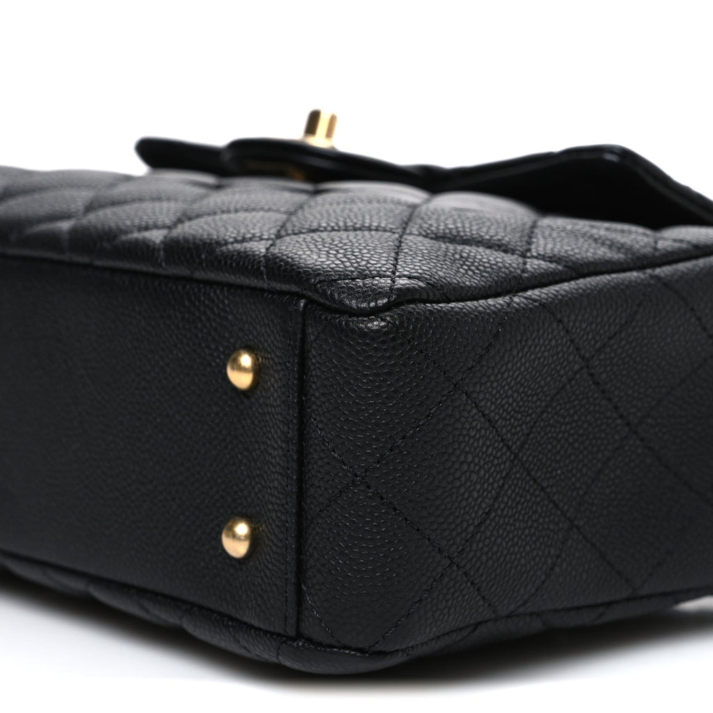 Chanel Caviar Calfskin Quilted Small Top Handle Flap Black
