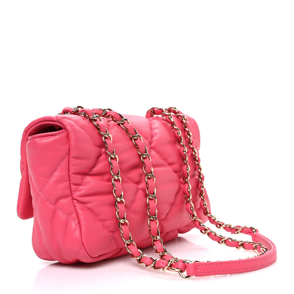 Chanel Calfskin Quilted Medium Bubbly Flap Pink