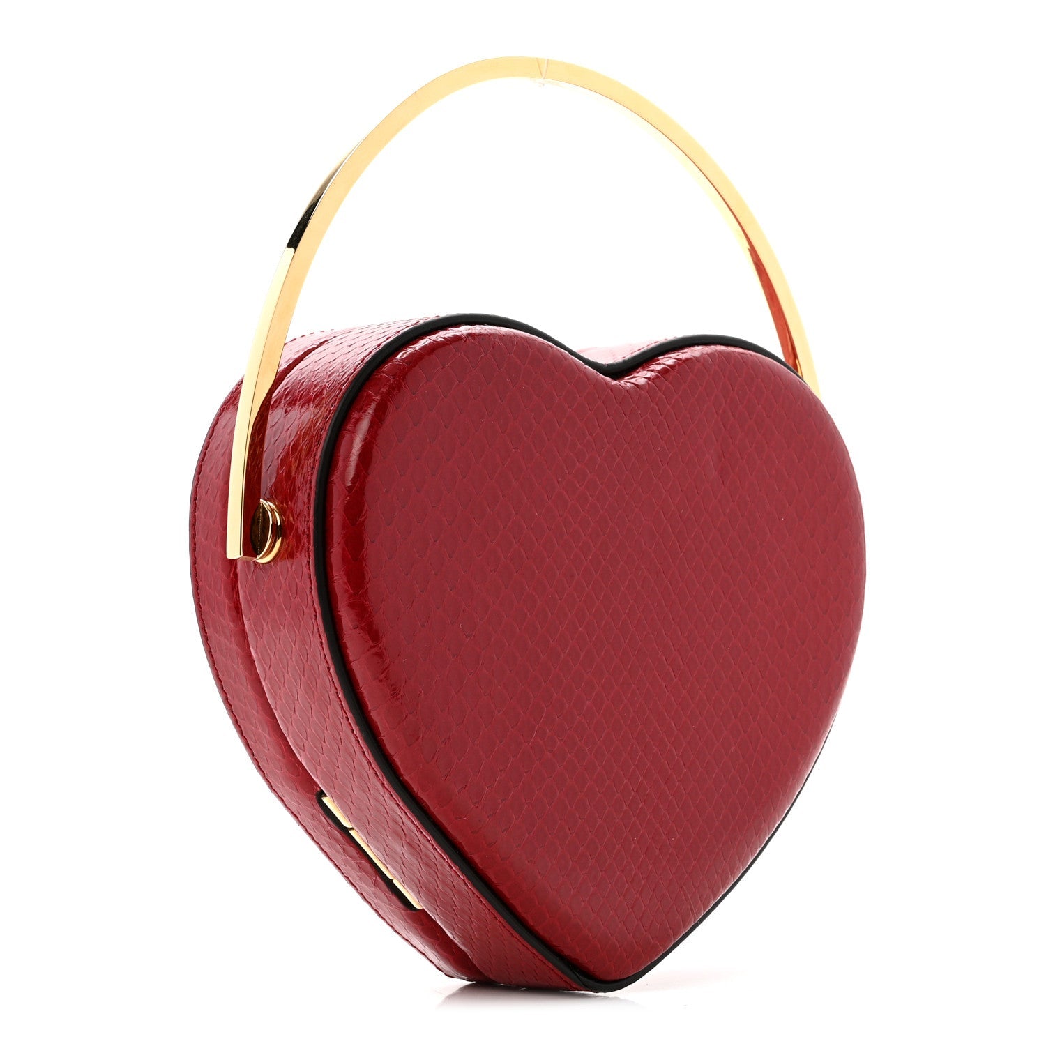 Gucci Snakeskin Broadway Mini Heart Top Handle Bag Rasberry Candy