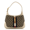 Gucci GG Supreme Monogram Azalea Calfskin Web Small Jackie 1961 Hobo Beige Ebony Mystic White