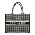 Christian Dior Canvas Houndstooth Embroidered Medium Book  Black White