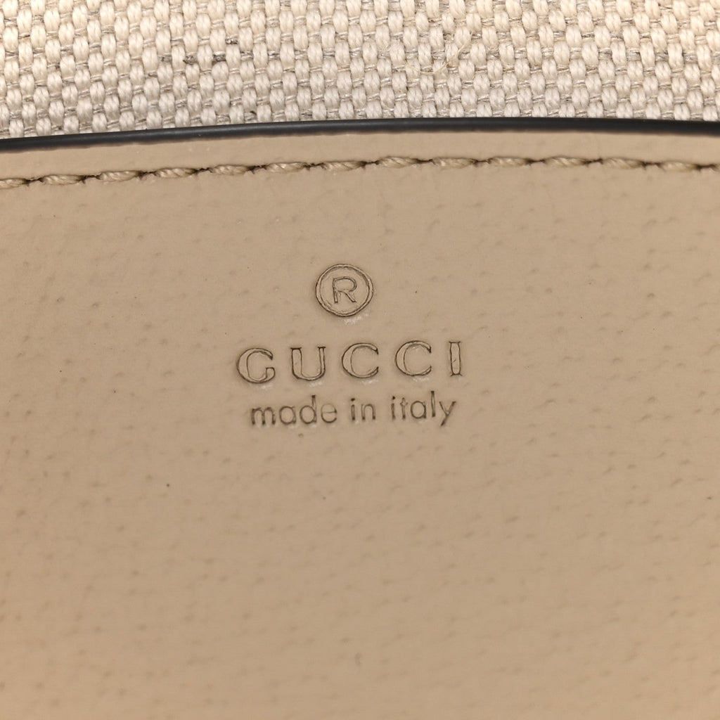 Gucci GG Supreme Monogram Textured Dollar Calfskin Web Mini Ophidia GG Handbag Beige Mystic White Oatmeal