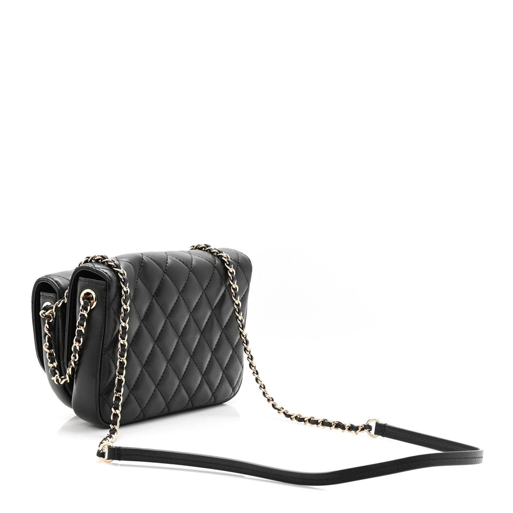 Chanel Lambskin Quilted Side Packs Black