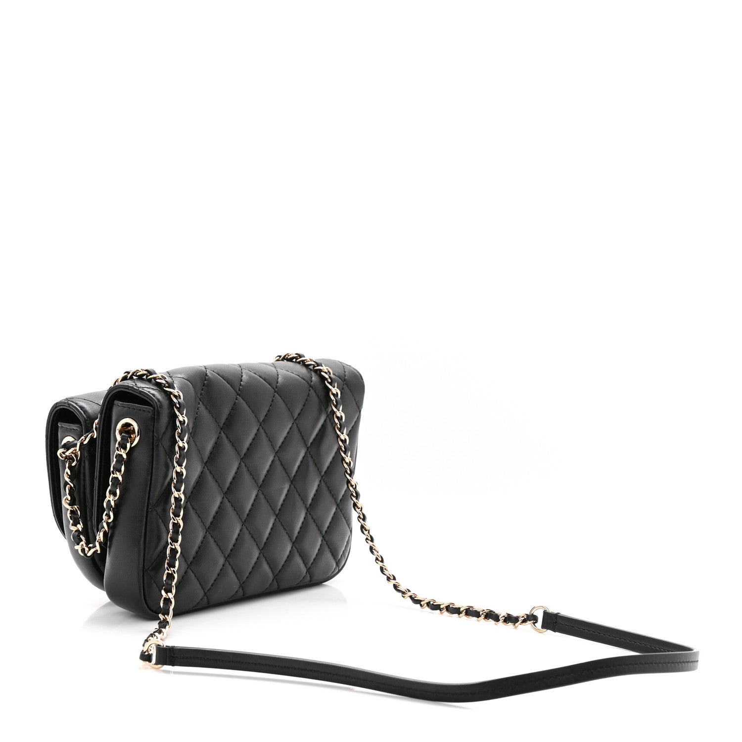 Chanel Lambskin Quilted Side Packs Black