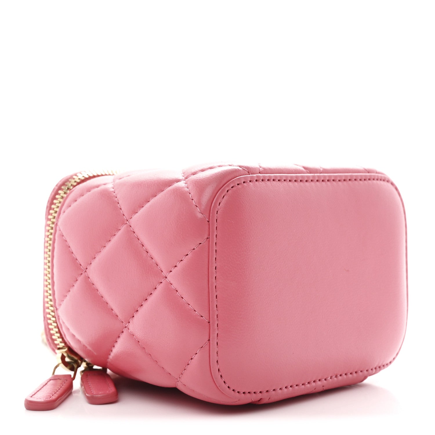 Chanel Lambskin Quilted Pearl Crush Mini Vanity Case With Chain Dark Pink