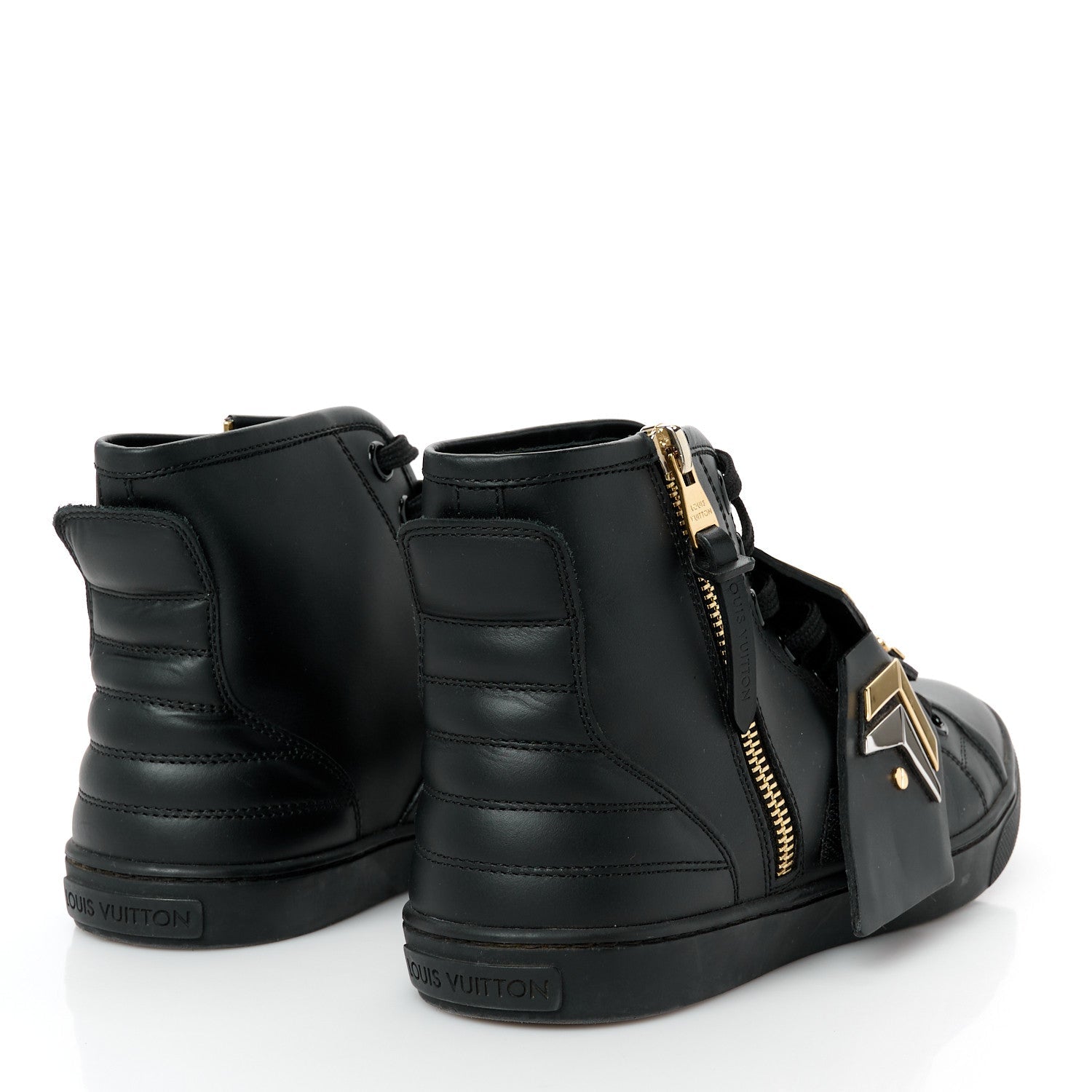 Louis Vuitton Calfskin Punchy Karakoram Sneaker Boots 37.5 Black