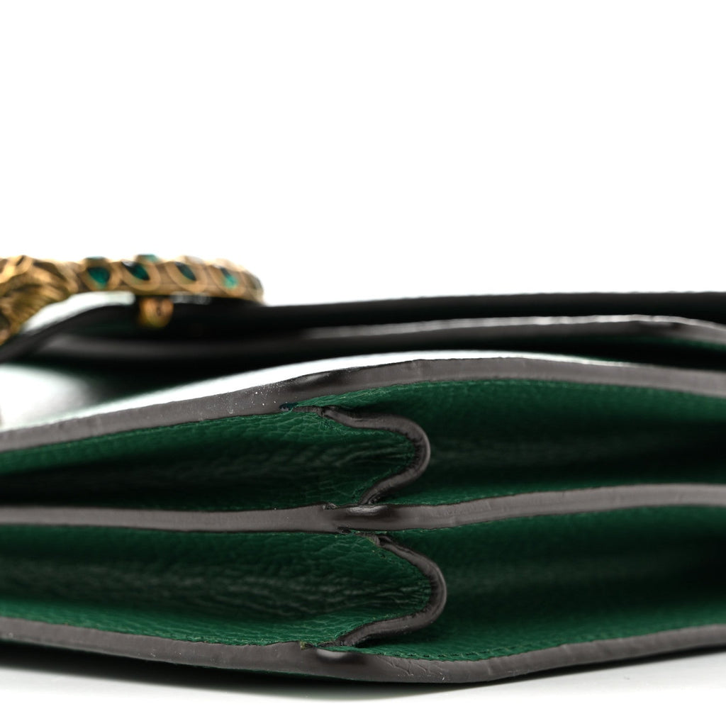 Gucci Dollar Calfskin Crystal Small Dionysus Shoulder Bag Emerald