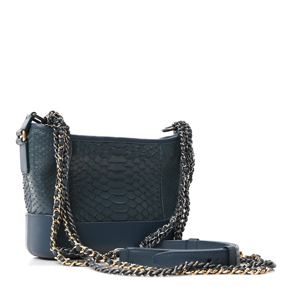 Chanel Snakeskin Small Gabrielle Hobo Blue